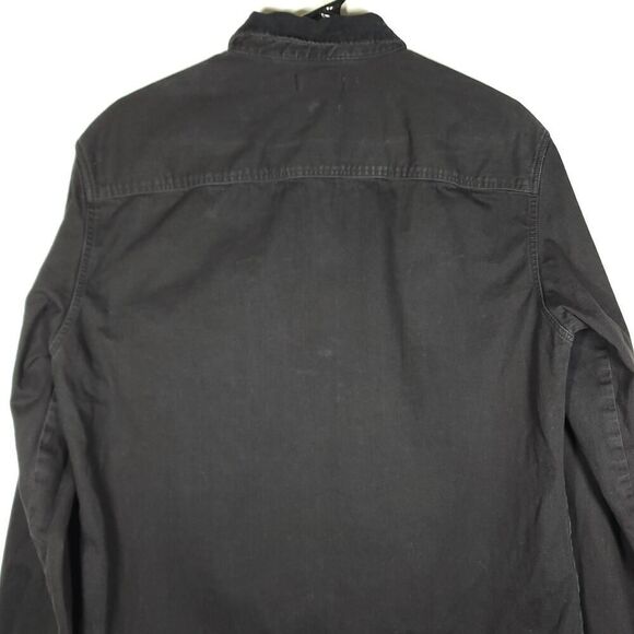 Allsaints Women's SZ L Black Distressed Button Down Overshirt Shacket Shirt - Picture 8 of 13